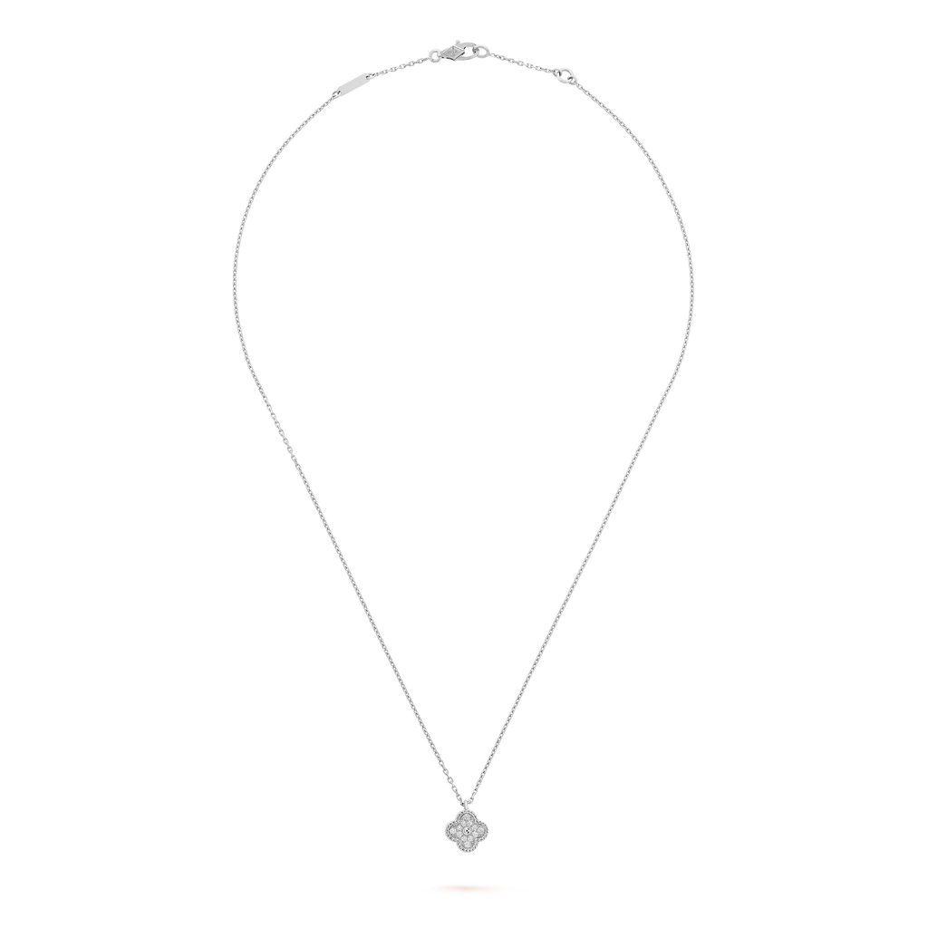 Sweet Alhambra pendant - 18K White Gold - Diamond