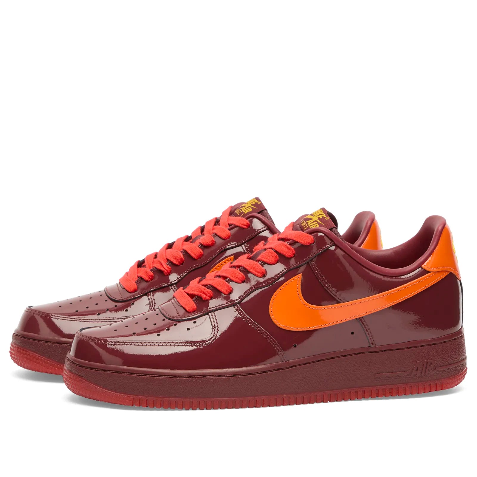 NIKE AIR FORCE 1 LOW PATENT SNEAKER - Dark Team Red & University Gold