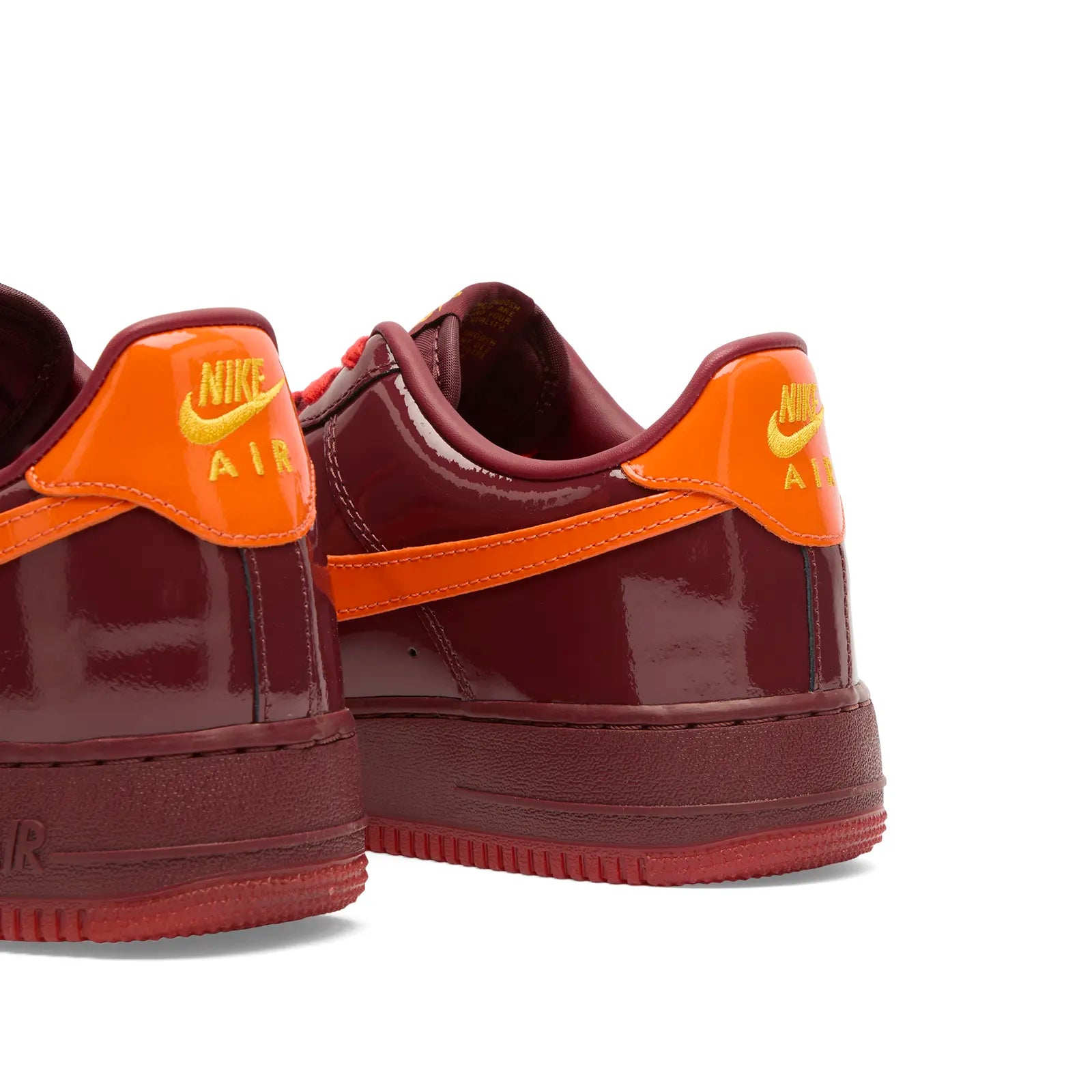 NIKE AIR FORCE 1 LOW PATENT SNEAKER - Dark Team Red & University Gold