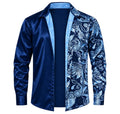 Paisley Split Shirt – Blue Printed Long Sleeve Shirt