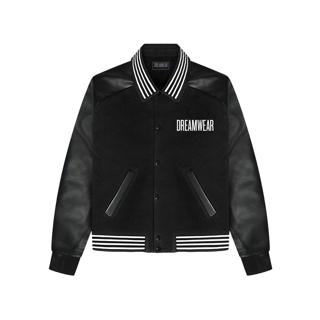 Black Leather Bomber Jacket – Classic Zip - Up Outerwear - DREAMWEAR