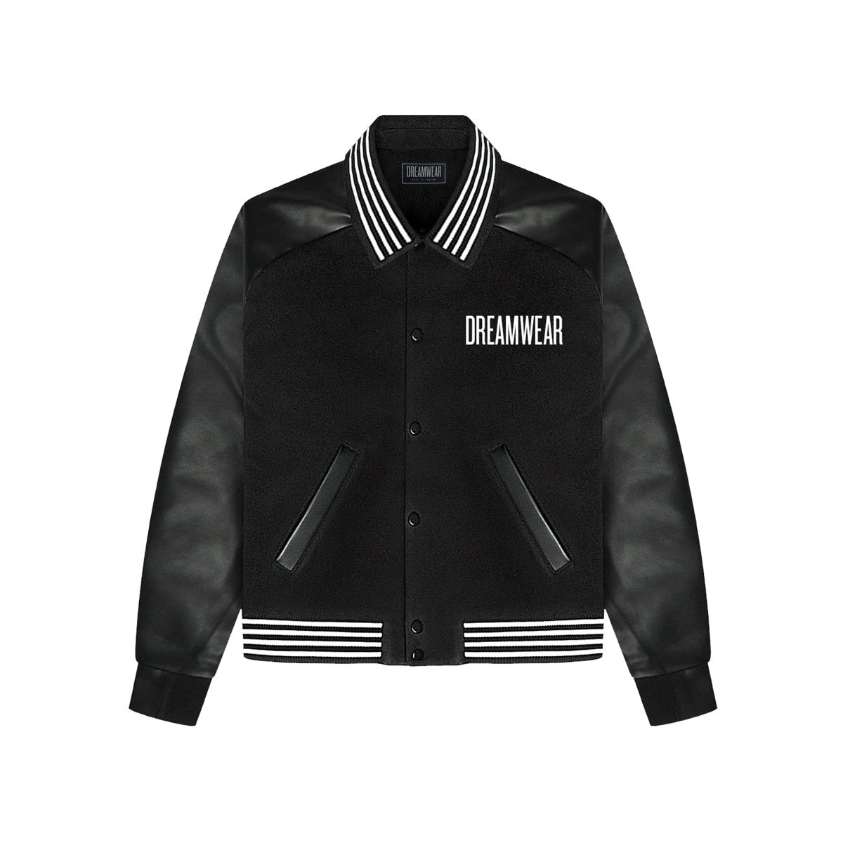 Black Leather Bomber Jacket – Classic Zip - Up Outerwear - DREAMWEAR