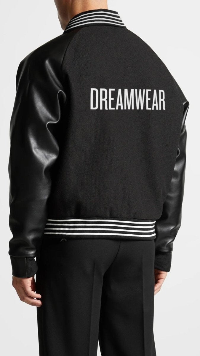 Black Leather Bomber Jacket – Classic Zip - Up Outerwear - DREAMWEAR