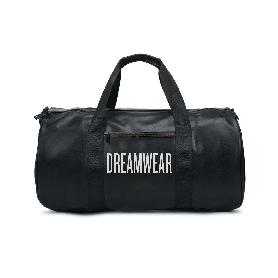 DREAMWEAR Black Classic Duffle Bag with spacious compartments and detachable leather strap