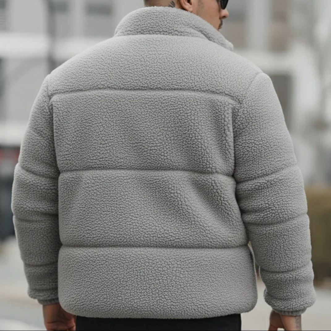 DREAMWEAR Grey Sherpa Jacket – Warm Fleece Winter Jacket - DREAMWEAR