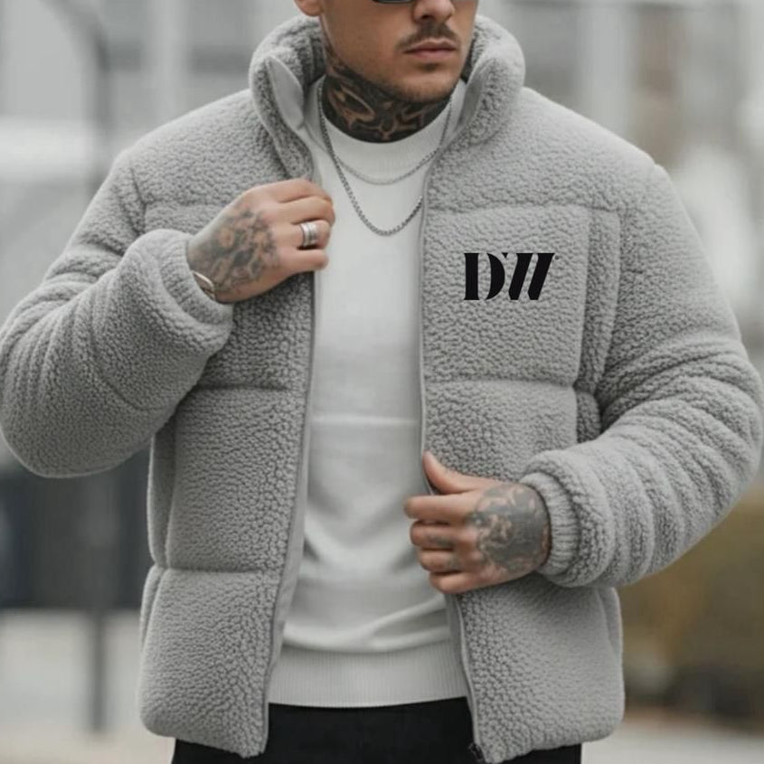 DREAMWEAR Grey Sherpa Jacket – Warm Fleece Winter Jacket - DREAMWEAR