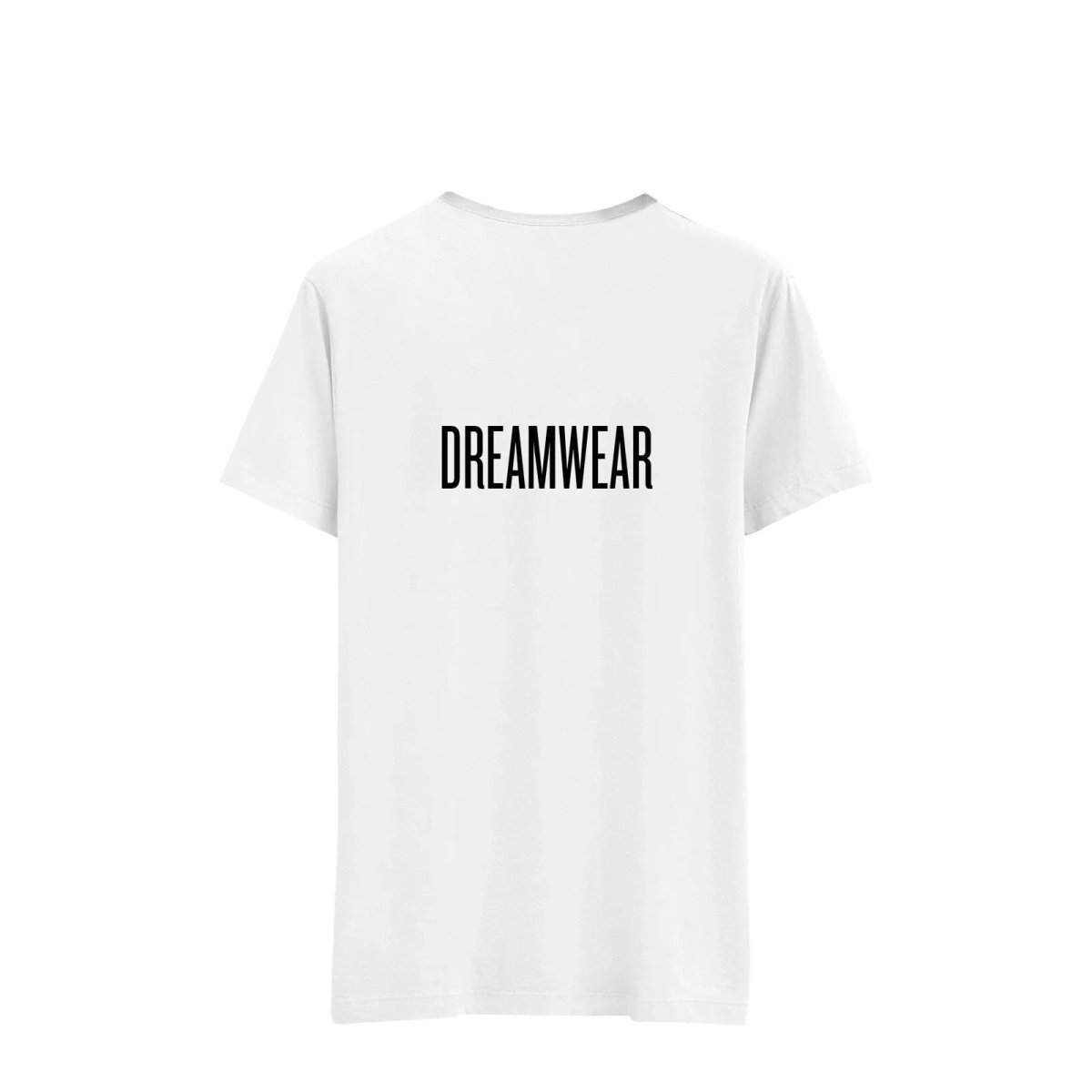 White DREAMWEAR MOTTO T-SHIRT with reverse print and cherub icon, 100% cotton, true to size