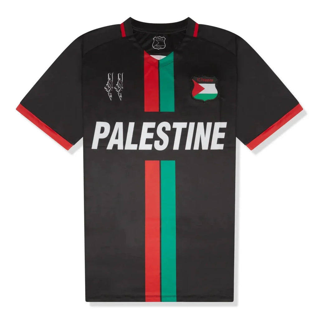 FC Palestina Palestine Red Green Stripe English Black Football T Shirt - DREAMWEAR