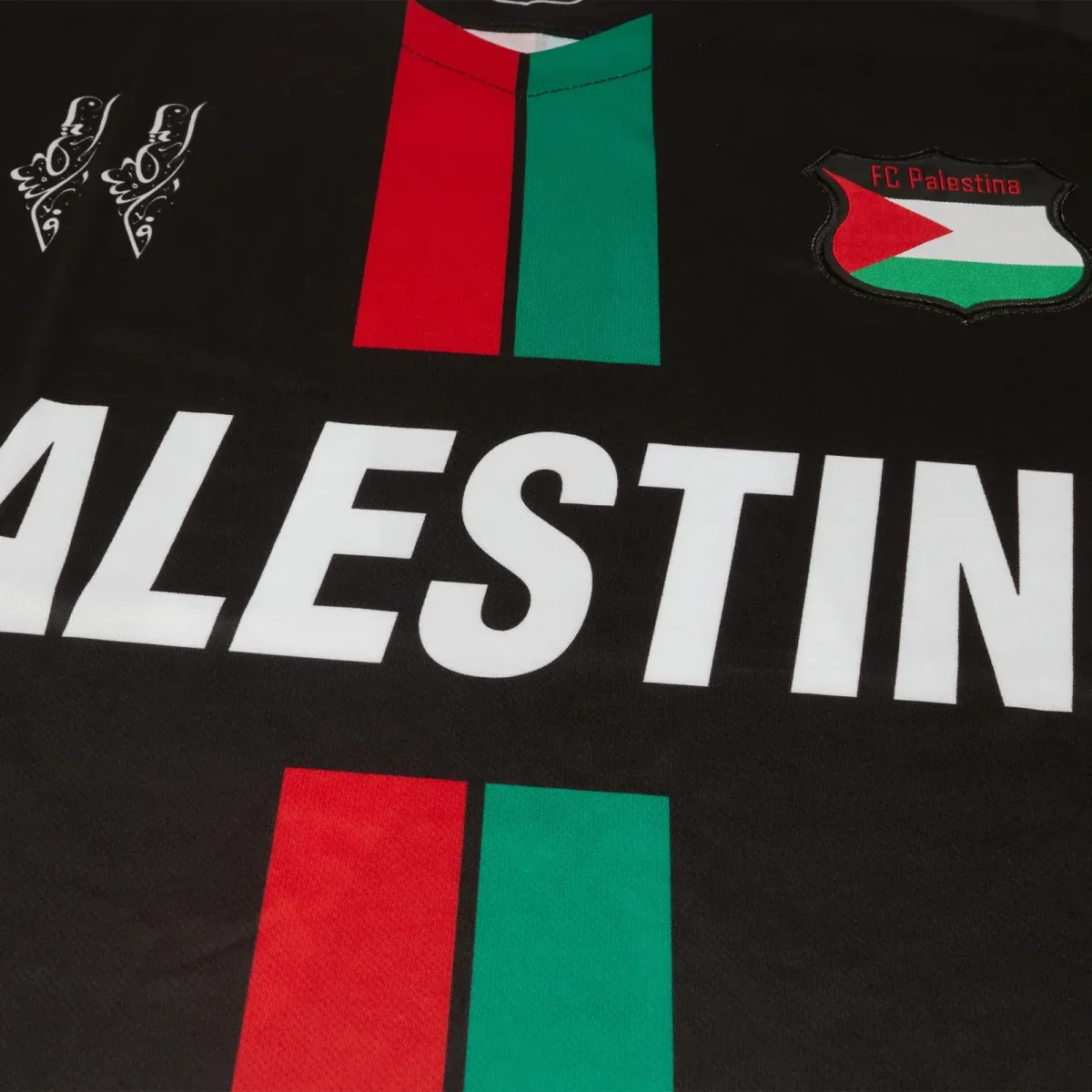 FC Palestina Palestine Red Green Stripe English Black Football T Shirt - DREAMWEAR