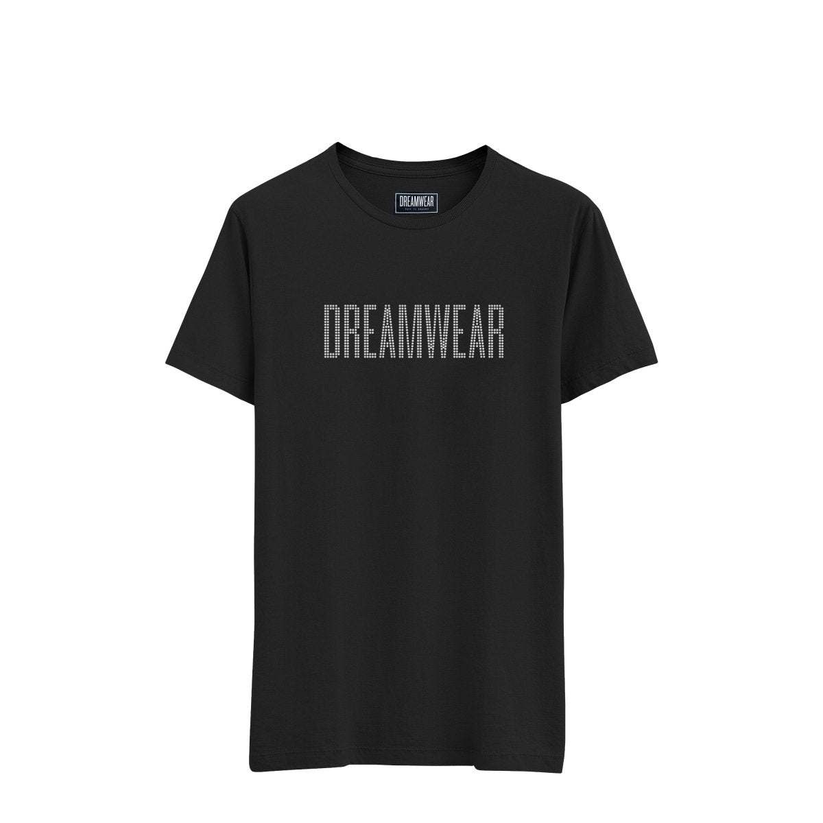 RHINESTONE EMBELLISHED BLACK T - SHIRT – UNISEX CASUAL CREW NECK - DREAMWEAR