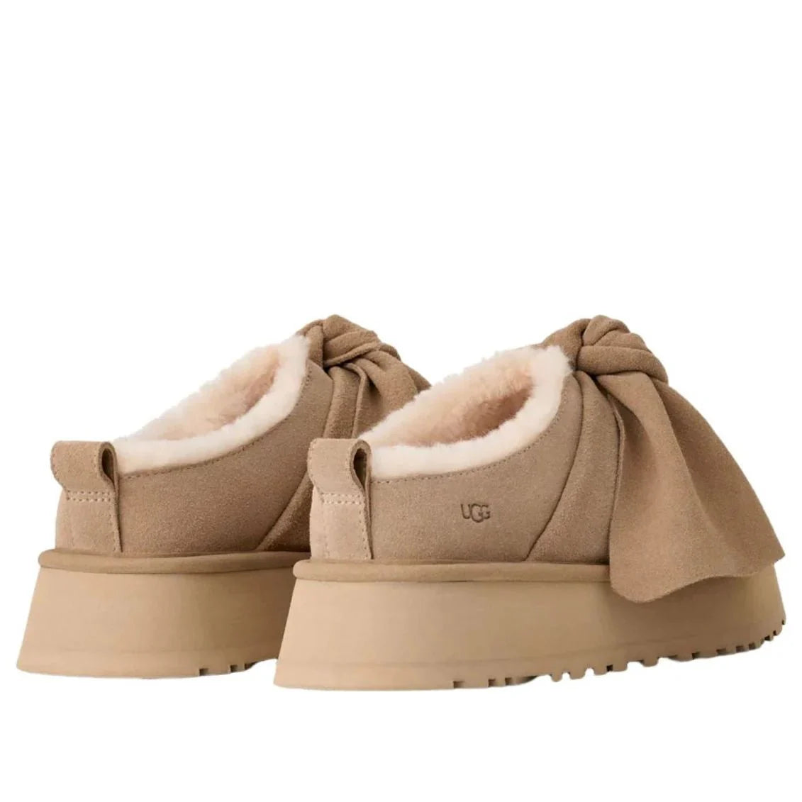 UGG Women’s Platform Slip - On Bow Slipper – Sand - DREAMWEAR