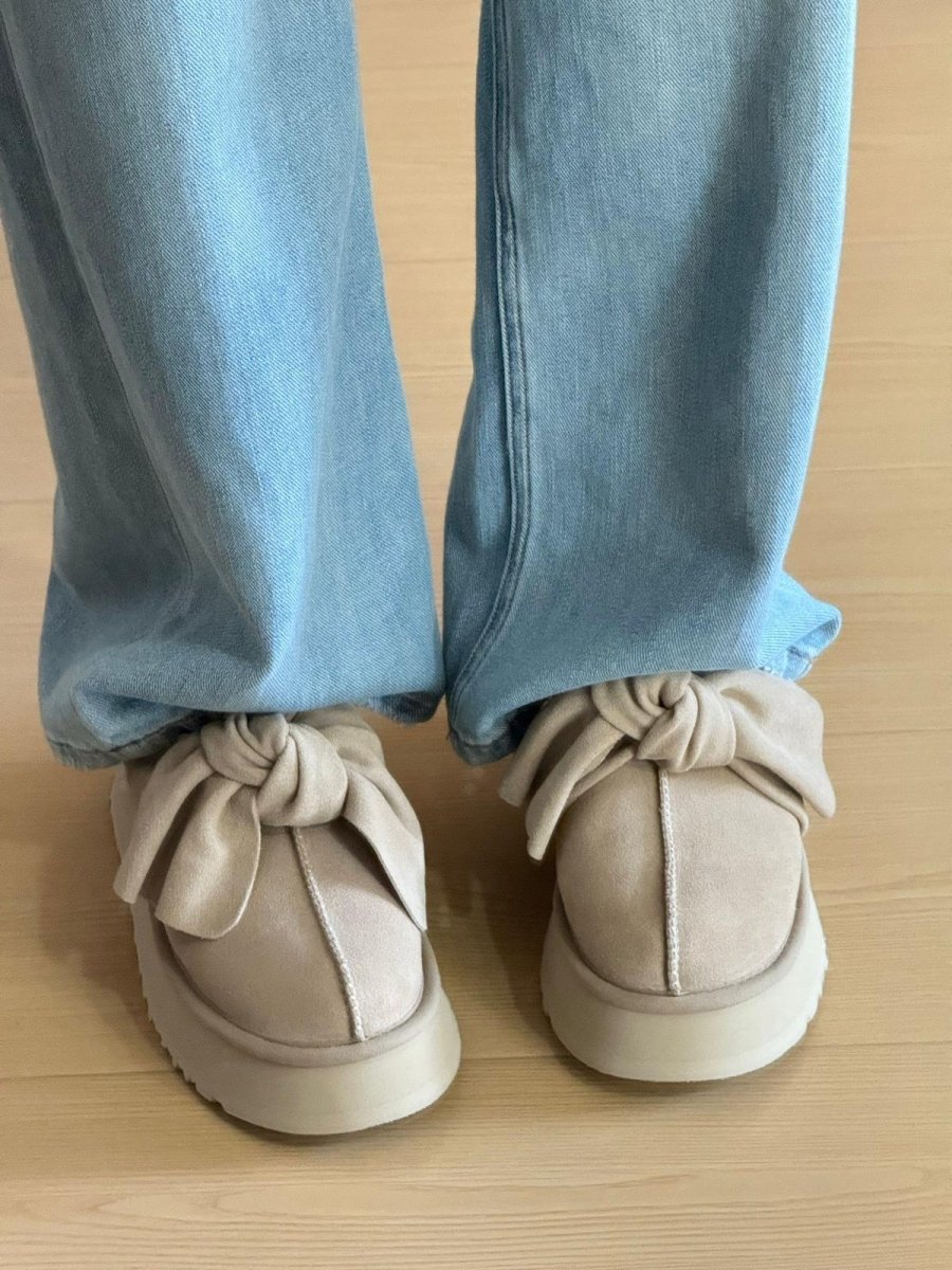 UGG Women’s Platform Slip - On Bow Slipper – Sand - DREAMWEAR
